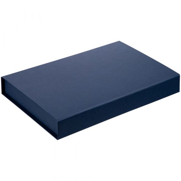 Коробка Silk с ложементом под ежедневник 13×21 см, флешку и ручку, синяя