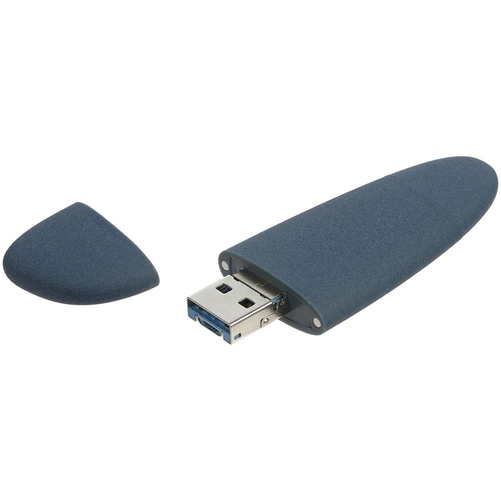 Флешка Pebble Universal, USB 3.0, серо-синяя, 32 Гб — изображение 3