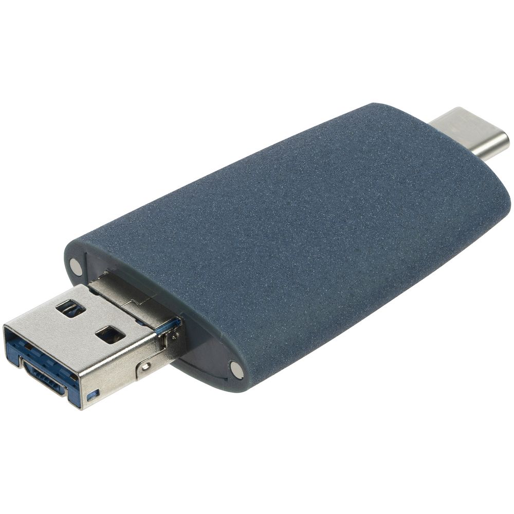 Флешка Pebble Universal, USB 3.0, серо-синяя, 32 Гб — изображение 5