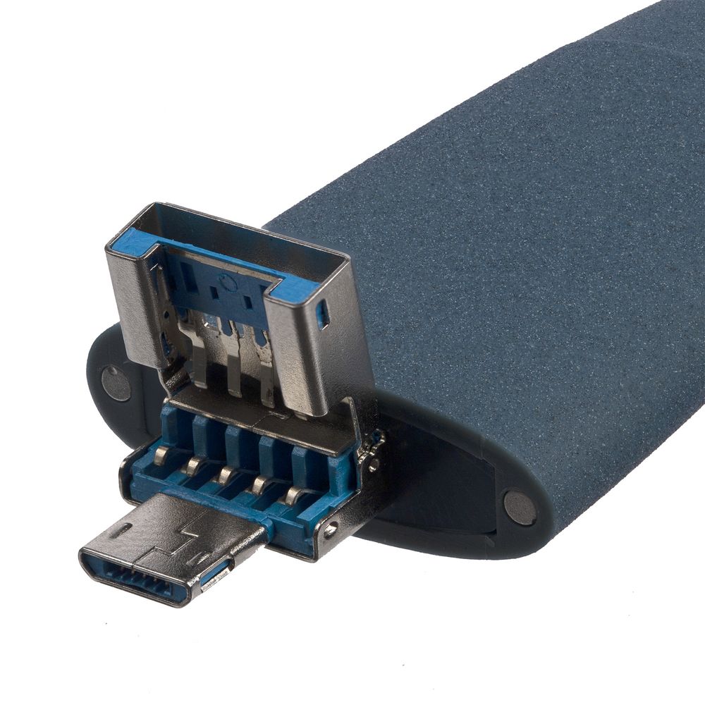 Флешка Pebble Universal, USB 3.0, серо-синяя, 32 Гб — изображение 2