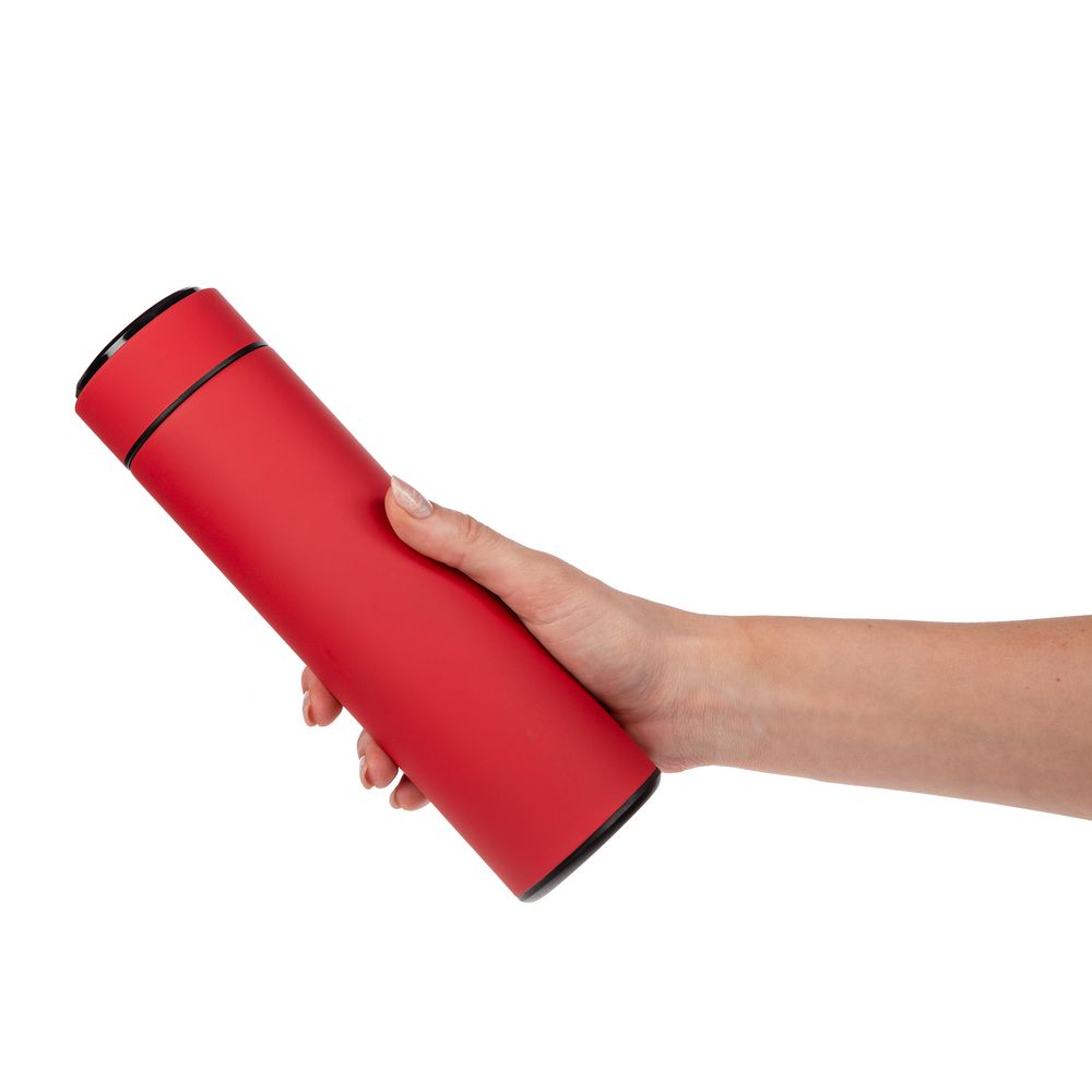 Смарт-бутылка с заменяемой батарейкой Long Therm Soft Touch, красная — изображение 7