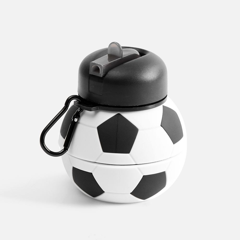 Складная бутылка для воды Football Flex, белая с черным — изображение 2