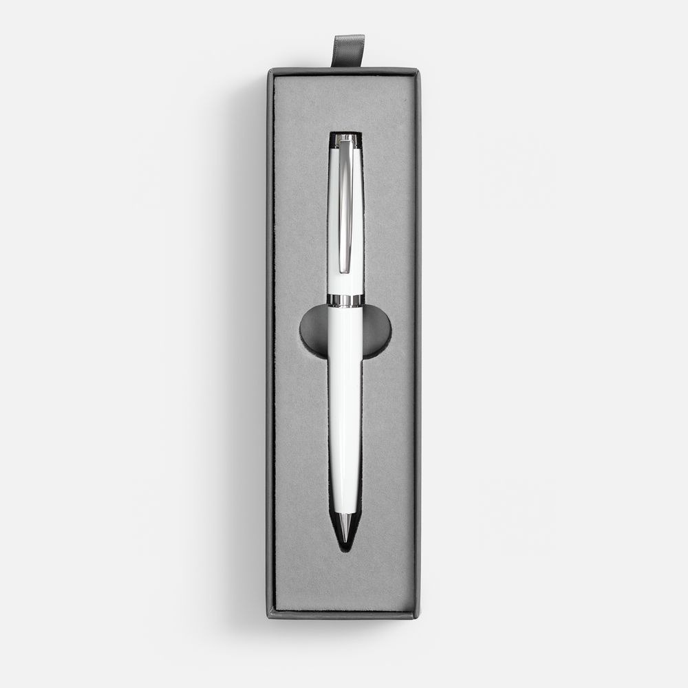 Ручка шариковая Letra Chrome в футляре, белая — изображение 2