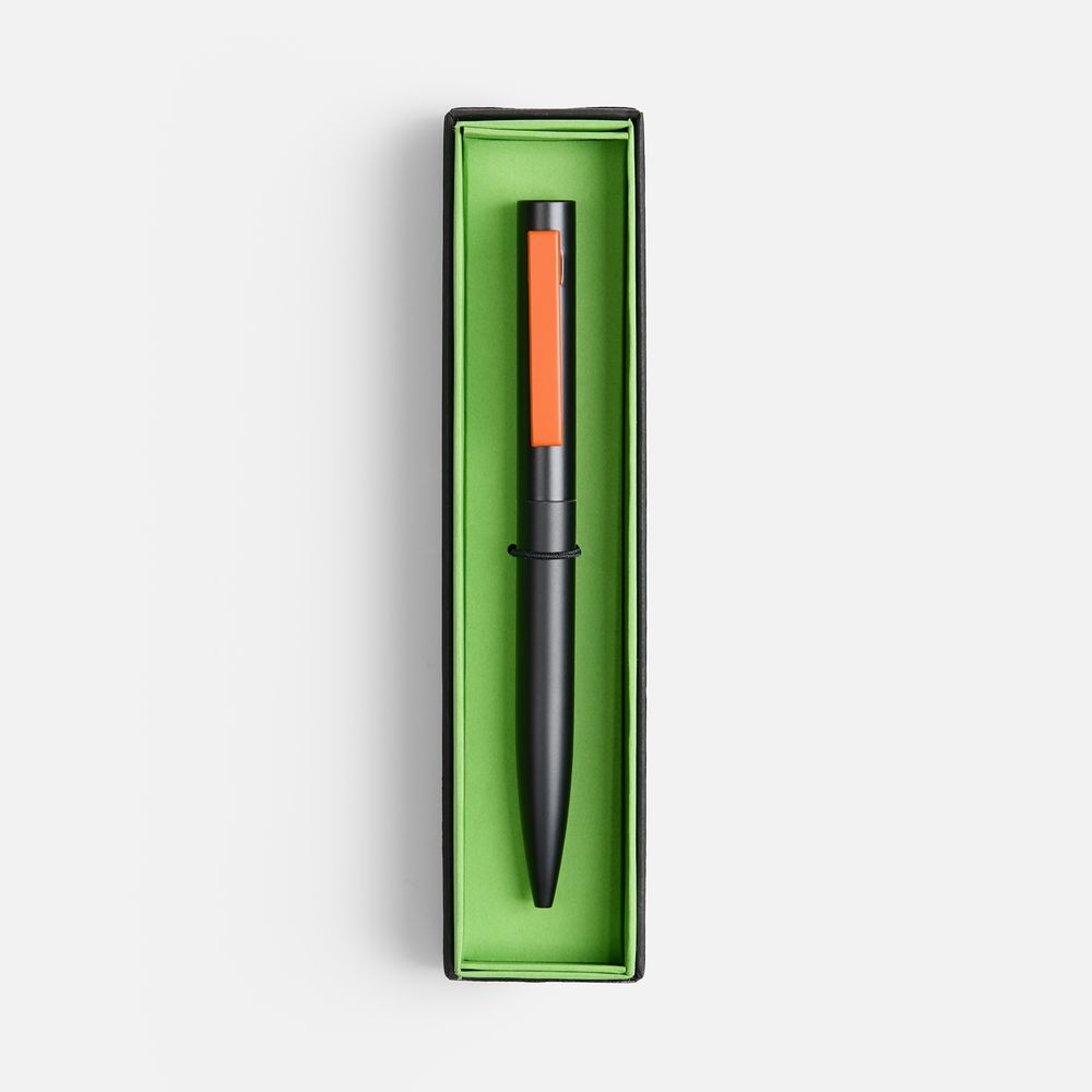 Ручка шариковая Inkolor в футляре, черная с оранжевым — изображение 2
