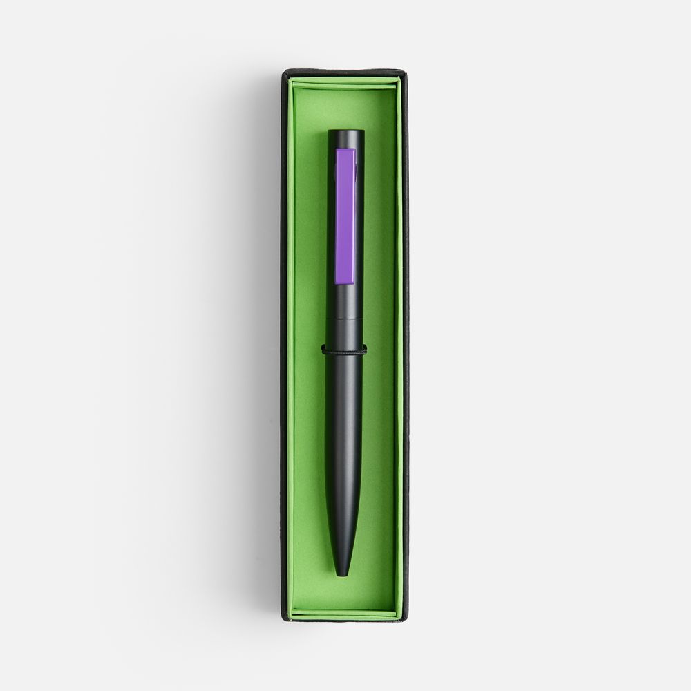 Ручка шариковая Inkolor в футляре, черная с фиолетовым — изображение 2
