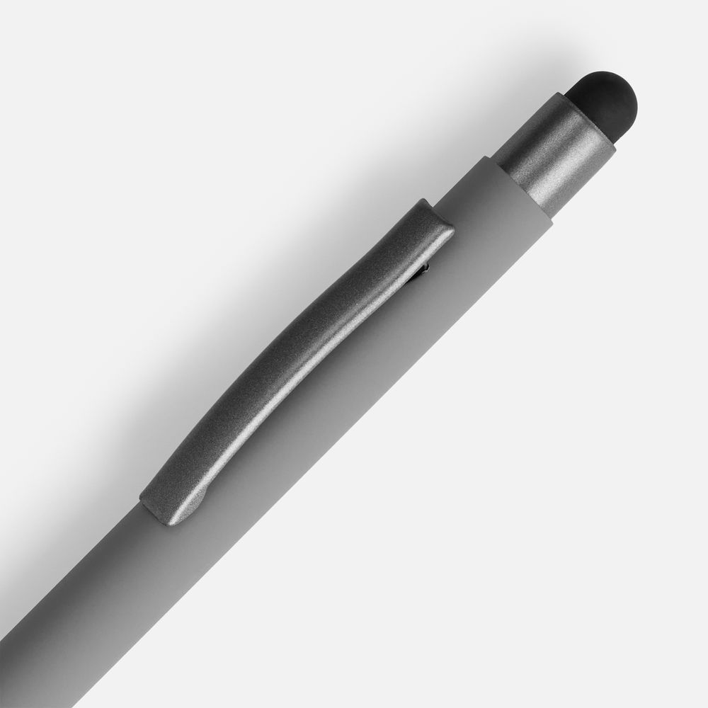 Ручка шариковая Atento Soft Touch со стилусом, серая — изображение 3