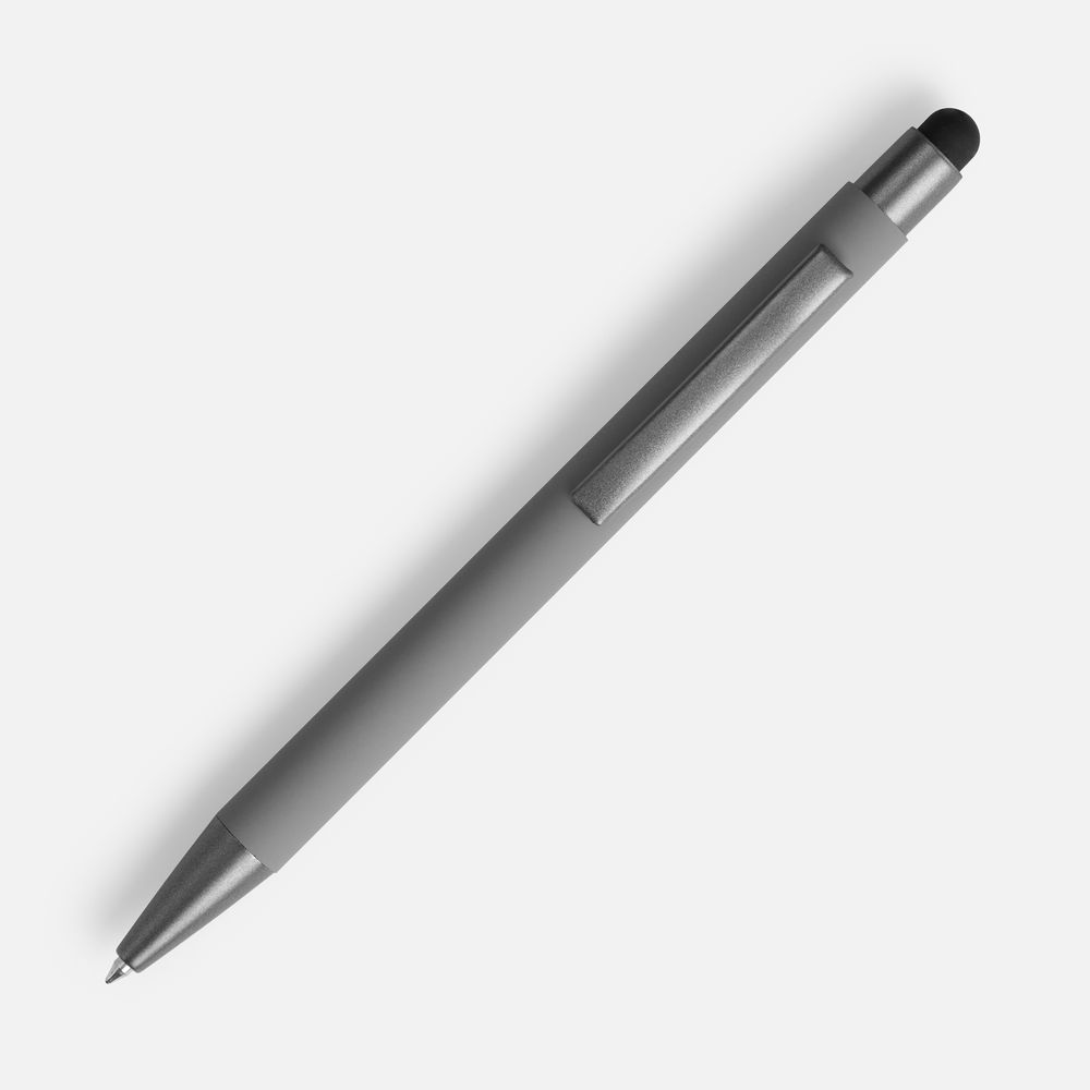 Ручка шариковая Atento Soft Touch со стилусом, серая — изображение 2