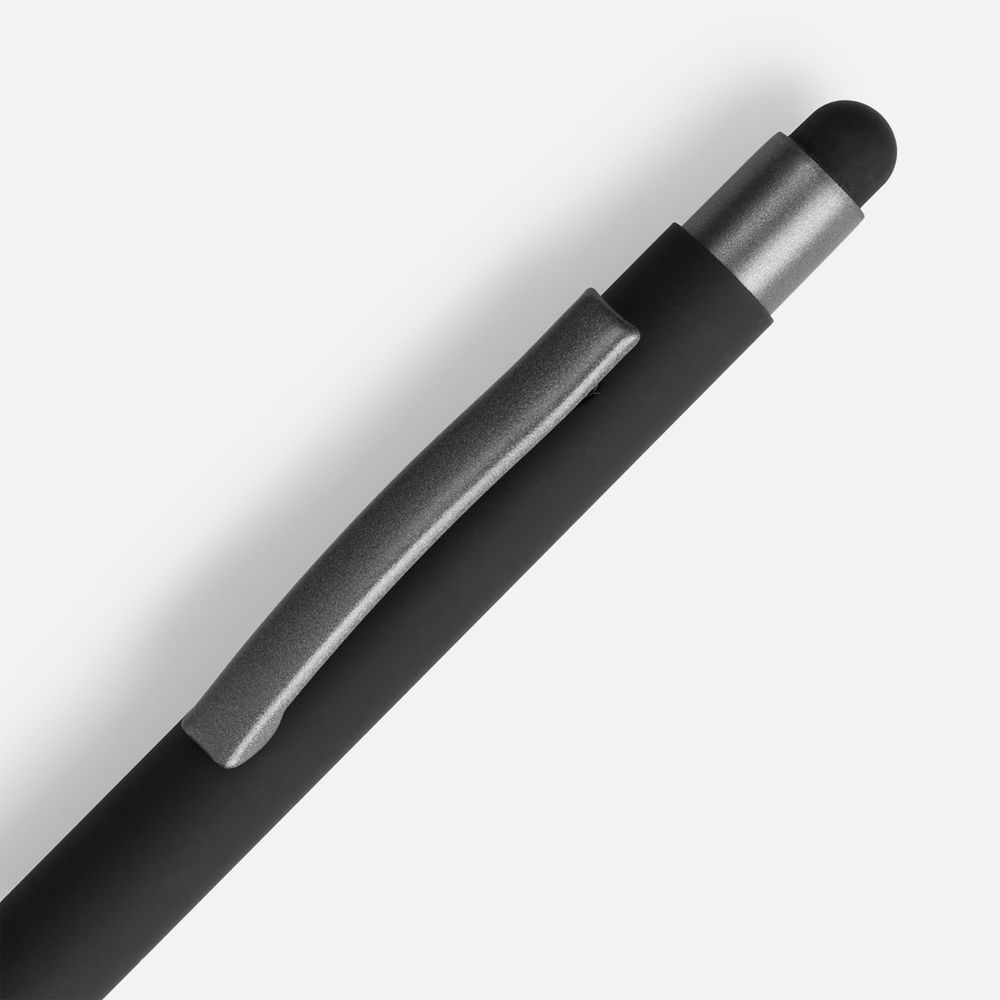 Ручка шариковая Atento Soft Touch со стилусом, черная — изображение 3