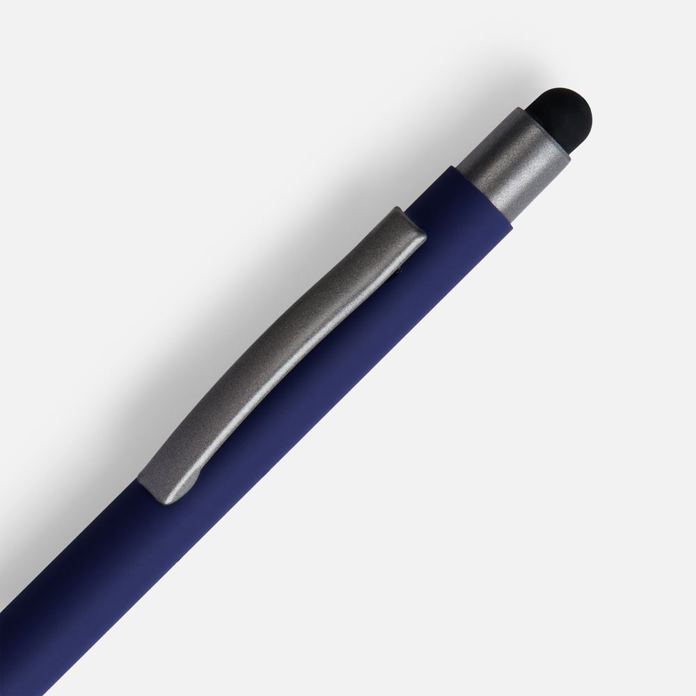 Ручка шариковая Atento Soft Touch со стилусом, темно-синяя — изображение 3