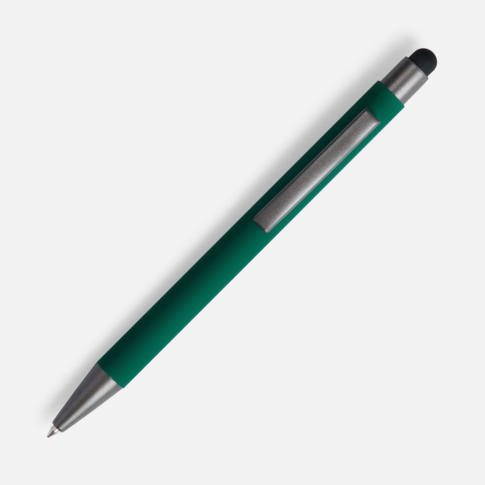 Ручка шариковая Atento Soft Touch со стилусом, зеленая — изображение 2