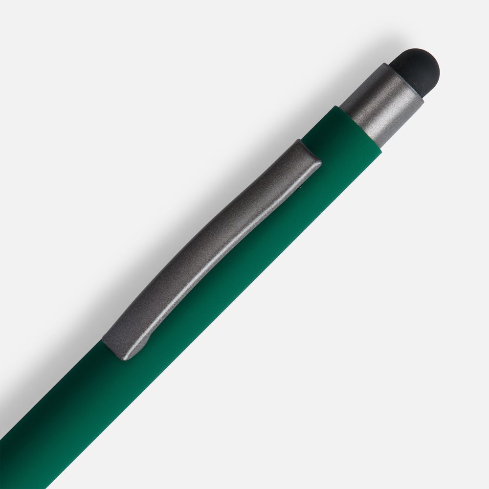 Ручка шариковая Atento Soft Touch со стилусом, зеленая — изображение 3