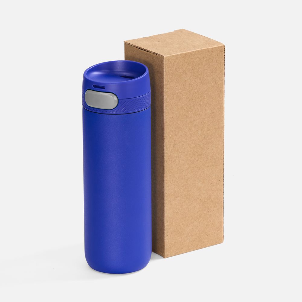 Термостакан X1 с цветной кнопкой, синий с серым — изображение 5