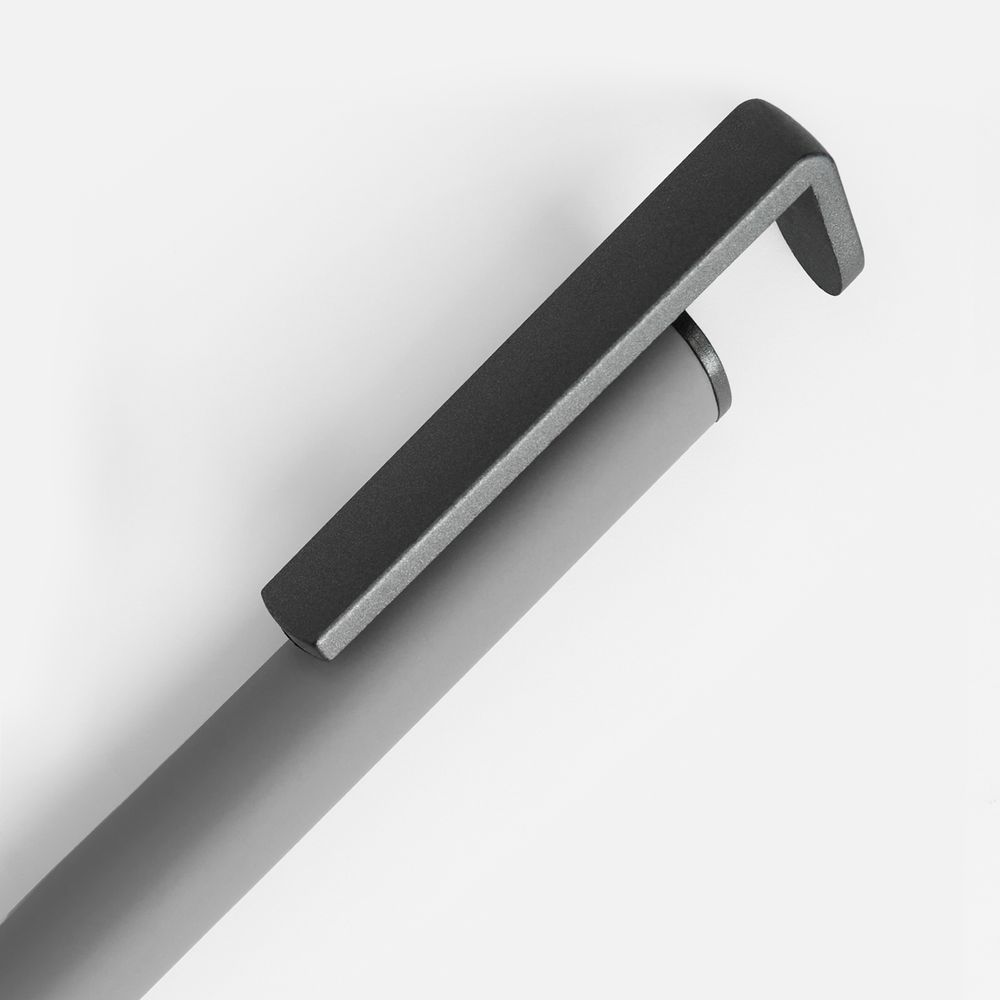 Ручка шариковая Standic Soft Touch с подставкой для телефона, серая — изображение 3