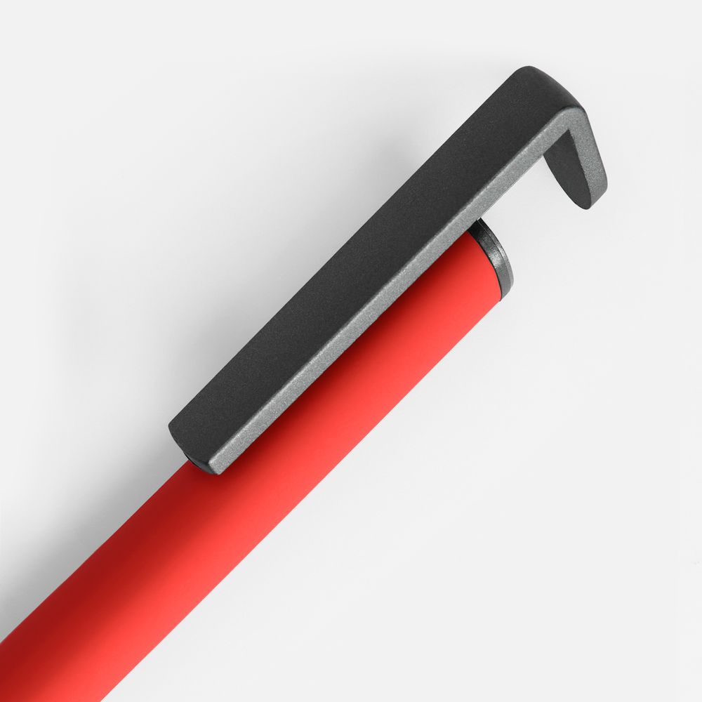 Ручка шариковая Standic Soft Touch с подставкой для телефона, красная — изображение 3