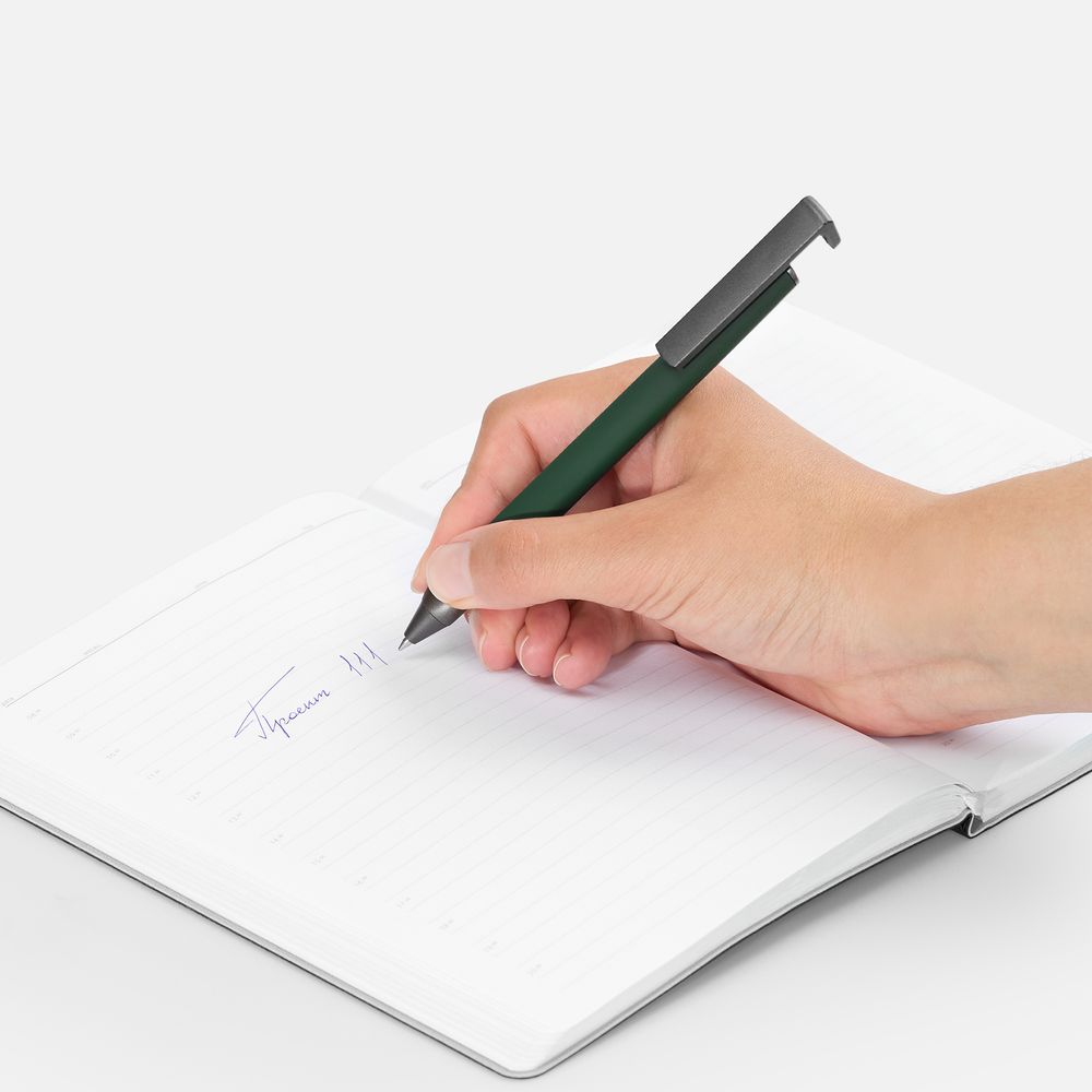 Ручка шариковая Standic Soft Touch с подставкой для телефона, зеленая — изображение 3