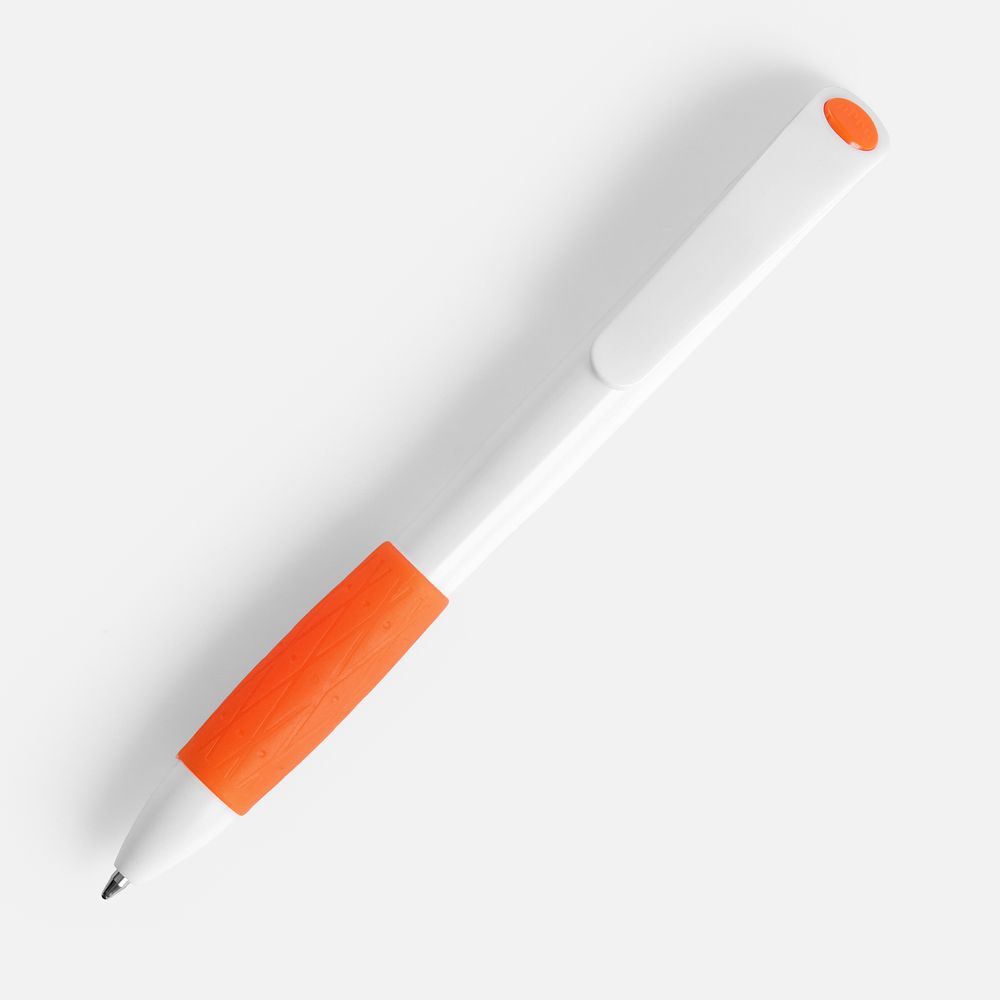 Ручка шариковая Grip, белая с оранжевым — изображение 2