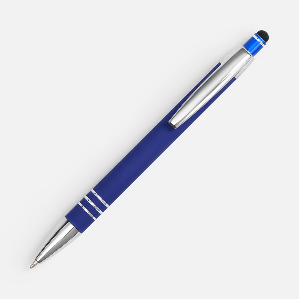 Ручка шариковая Sansen Soft Touch со стилусом, синяя — изображение 3