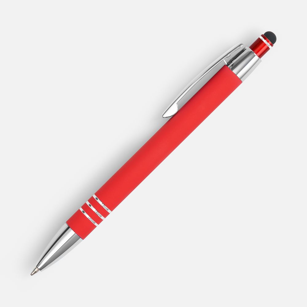 Ручка шариковая Sansen Soft Touch со стилусом, красная — изображение 2