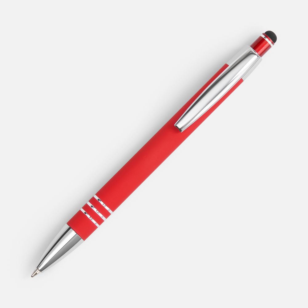 Ручка шариковая Sansen Soft Touch со стилусом, красная — изображение 3