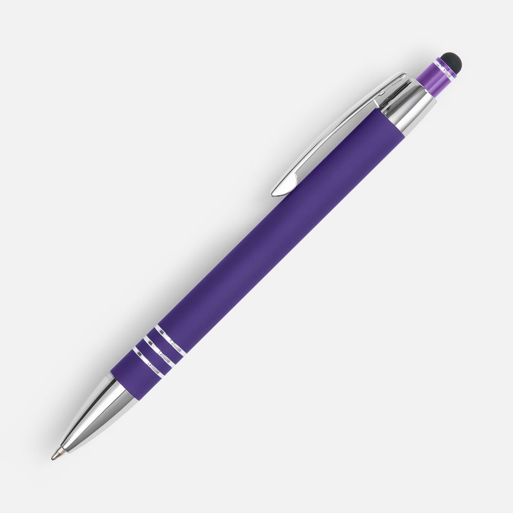 Ручка шариковая Sansen Soft Touch со стилусом, фиолетовая — изображение 2