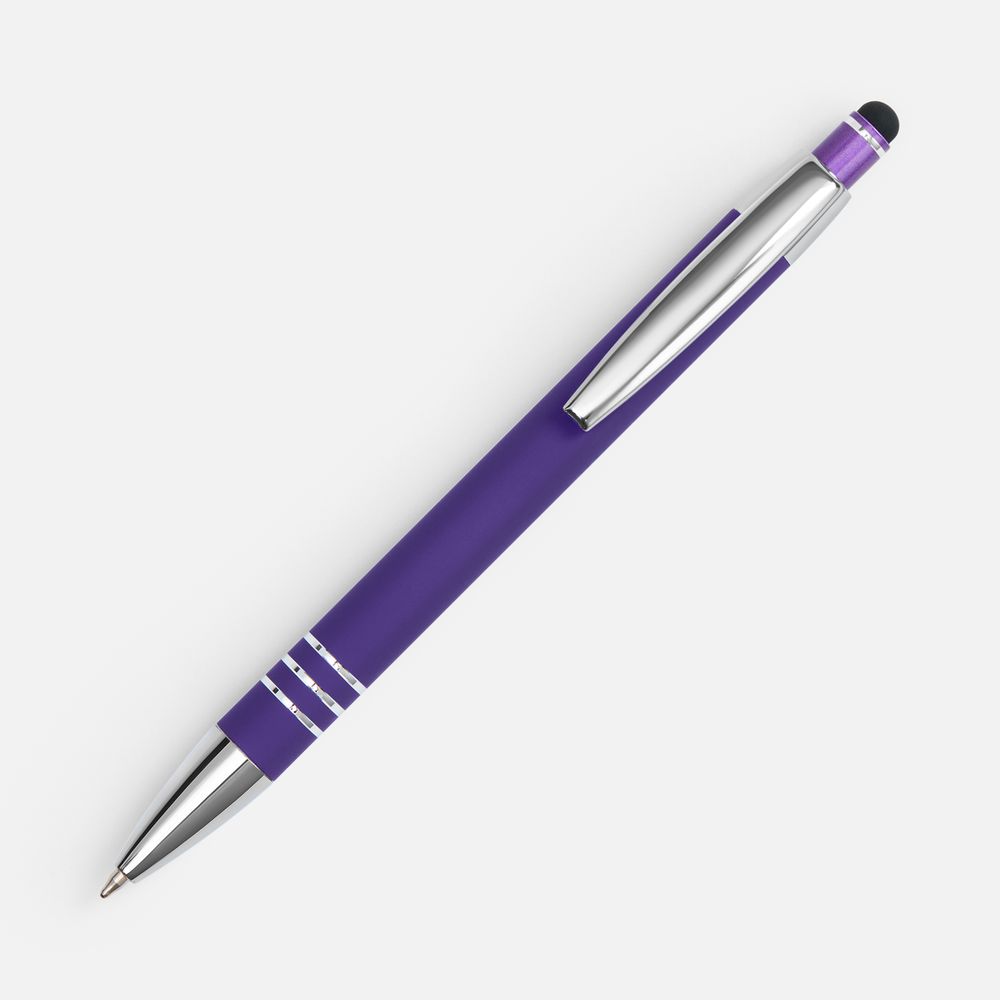 Ручка шариковая Sansen Soft Touch со стилусом, фиолетовая — изображение 3