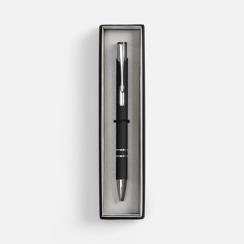 Ручка шариковая Keskus Soft Touch в футляре, черная — изображение 2