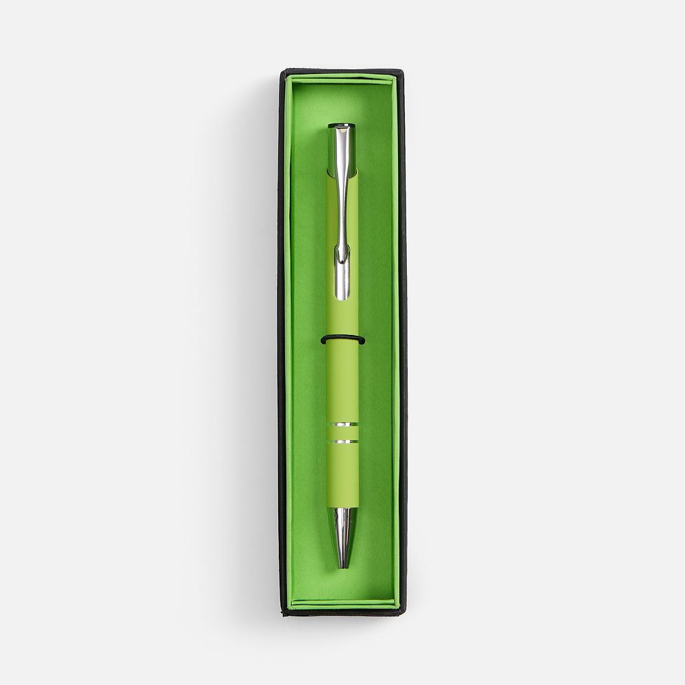 Ручка шариковая Keskus Soft Touch в футляре, зеленое яблоко — изображение 2