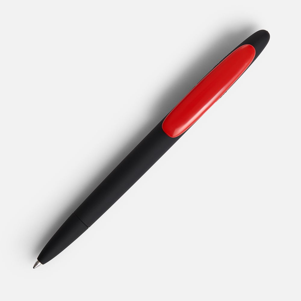 Ручка шариковая Prodir DS5 TRR-P Soft Touch, черная с красным — изображение 2