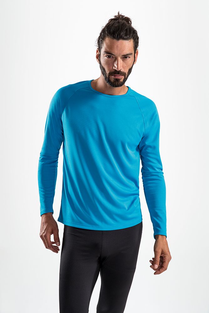 Футболка с длинным рукавом Sporty LSL Men, ярко-бирюзовая — изображение 4