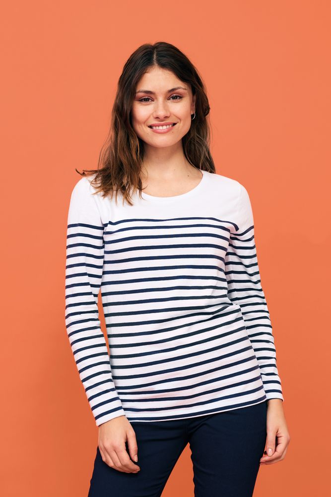 Футболка женская с длинным рукавом Matelot LSL Women, белая с синим — изображение 4