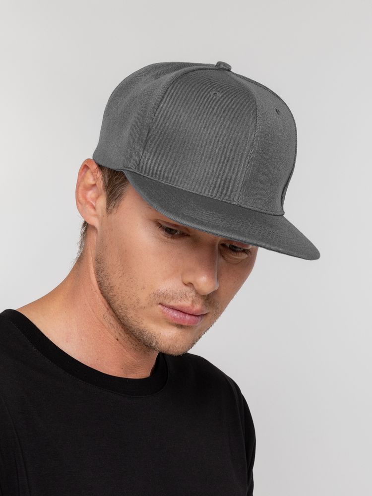 Бейсболка Snapback с прямым козырьком, серая — изображение 4