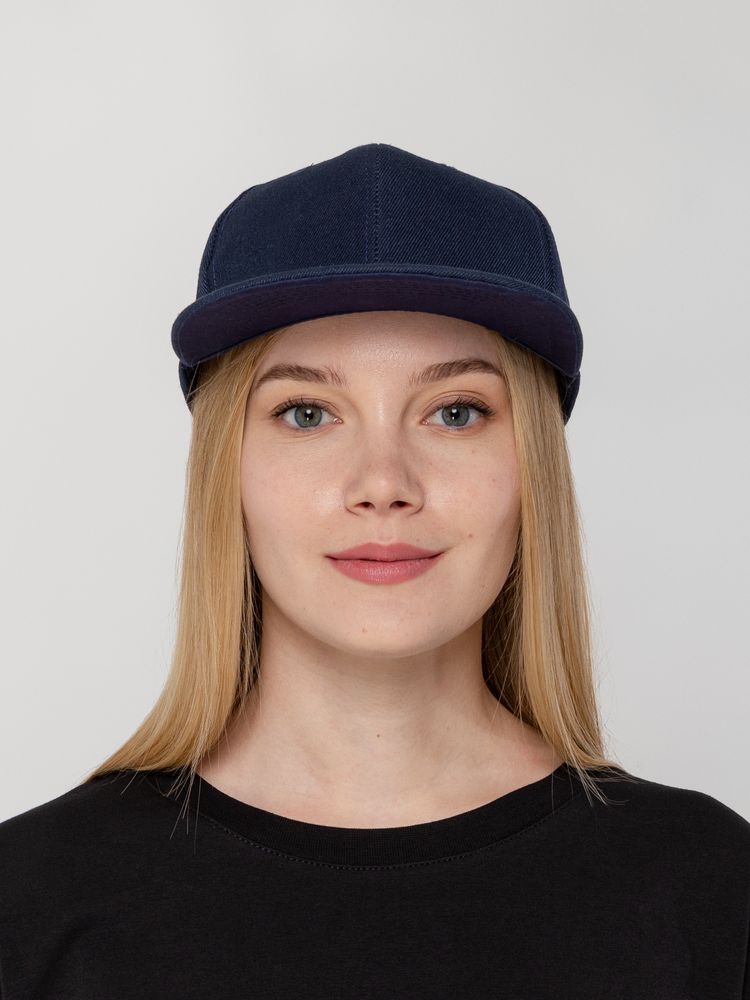 Бейсболка Snapback с прямым козырьком, темно-синяя — изображение 4
