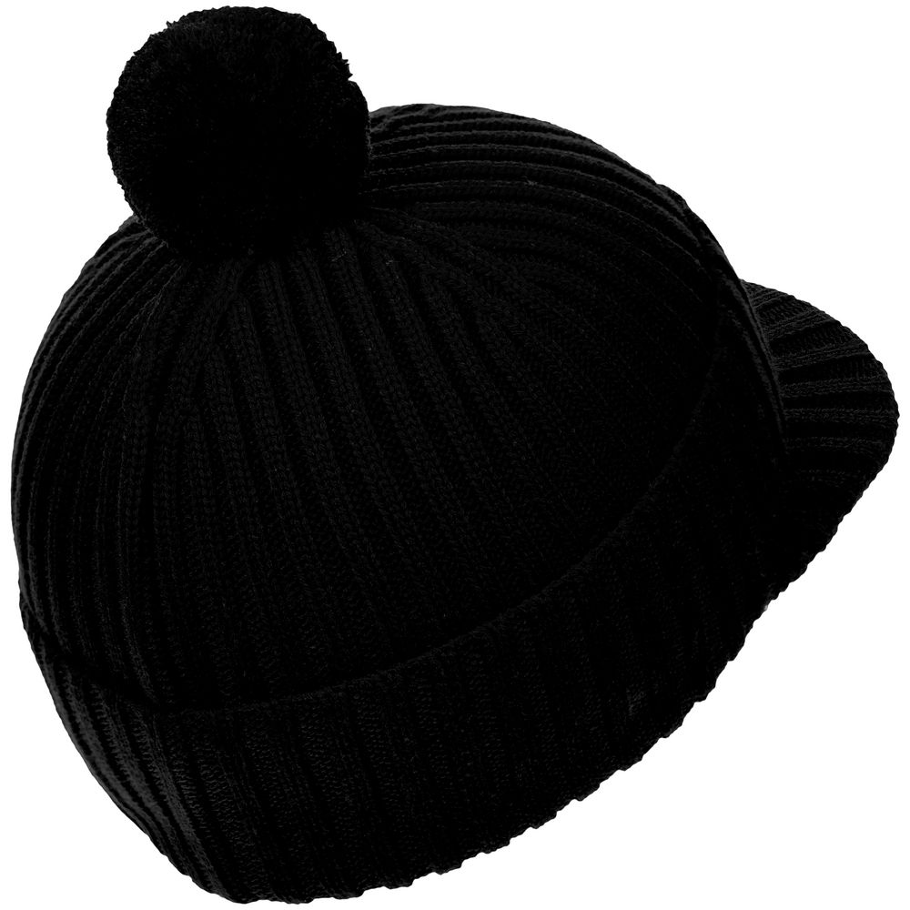 Вязаная шапка с козырьком Peaky, черная — изображение 3