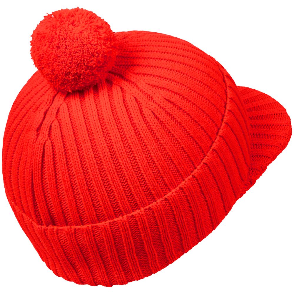 Вязаная шапка с козырьком Peaky, красная (кармин) — изображение 3