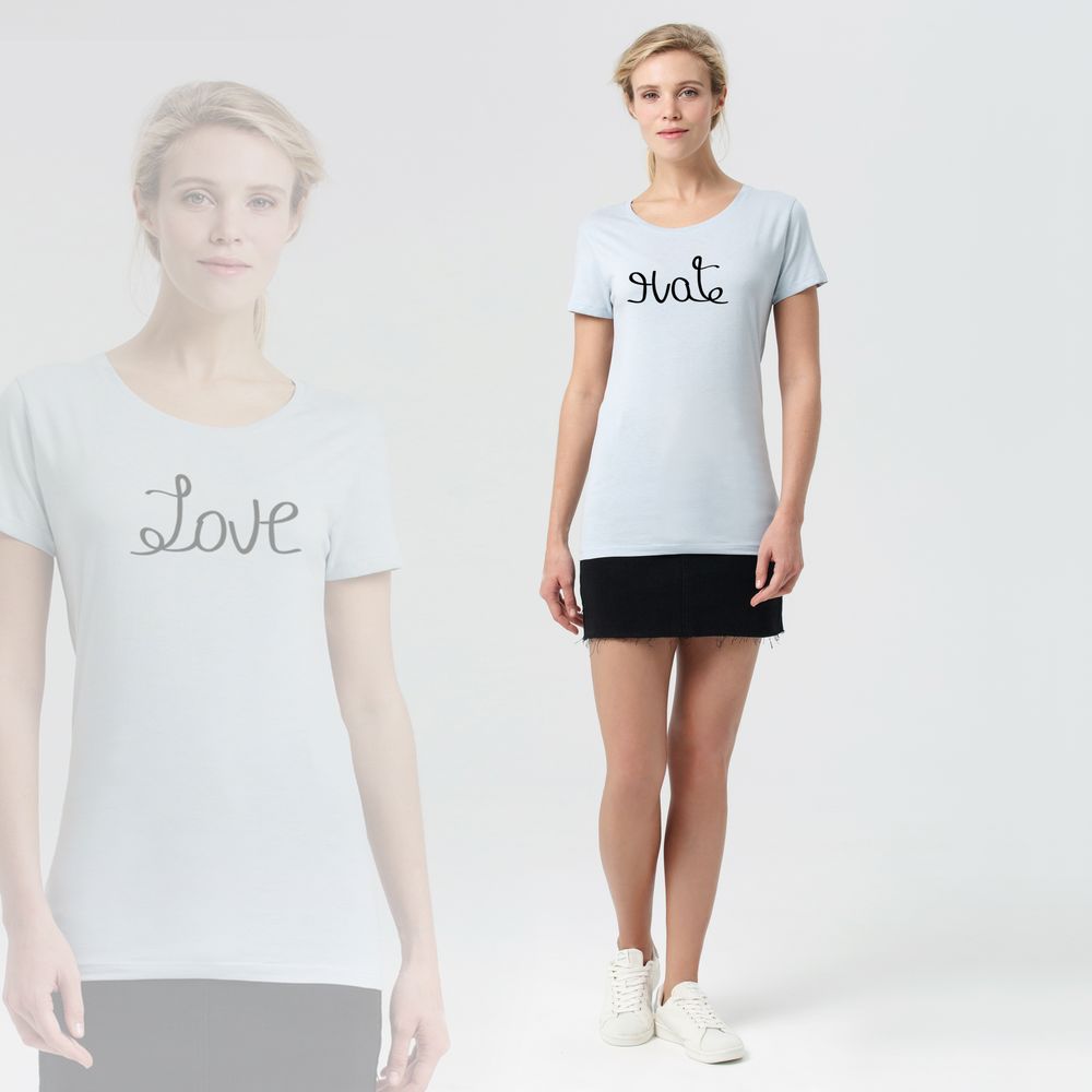 Футболка женская Hate-Love, голубая — изображение 4