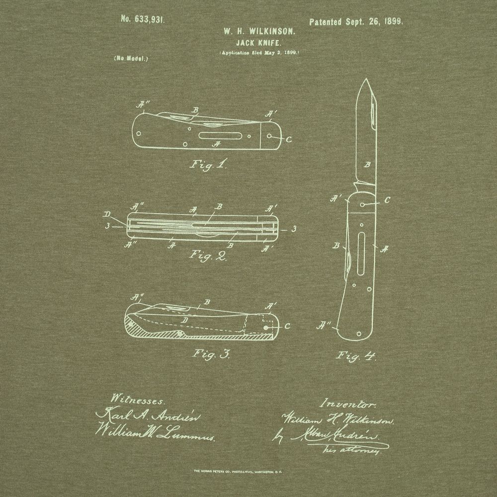 Футболка приталенная Old Patents. Knife, меланж хаки — изображение 3