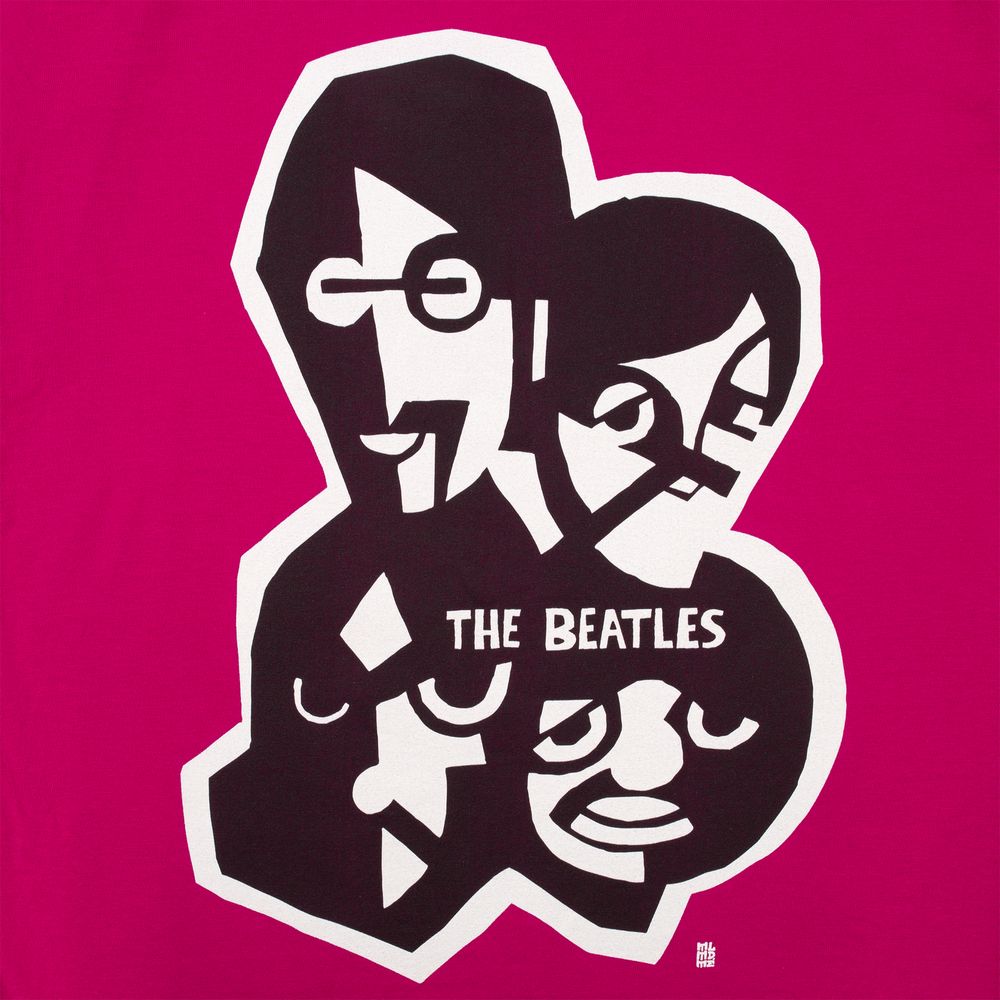 Футболка женская «Меламед. The Beatles», ярко-розовая (фуксия) — изображение 3
