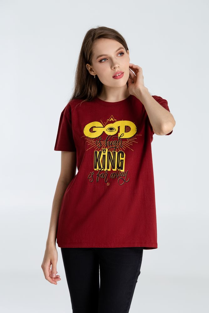 Футболка A God is High, гранатово-красная — изображение 5