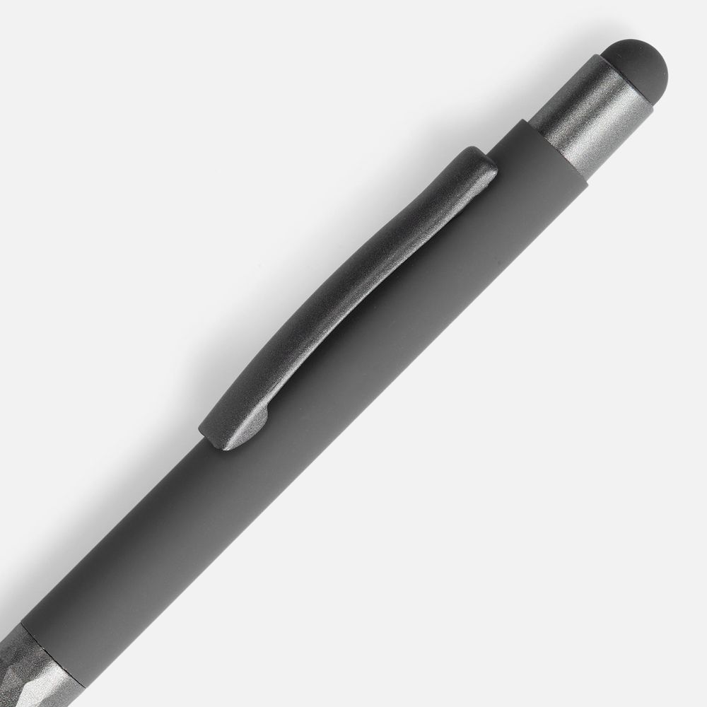 Ручка шариковая Digit Soft Touch со стилусом, серая — изображение 3